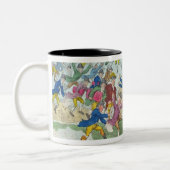 Britse belastingverlichting of zwerm tweekleurige koffiemok (Links)