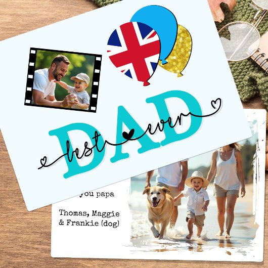 Britse Best Dad Ever Photo Card, Vlag Verenigd Kon Kaart