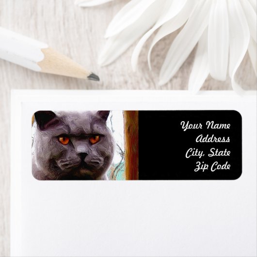 Britse Blue Cat Adresetiketten Etiket (Insitu)