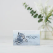 Britse Blue Cat Waterverf Visitekaartje (Staand voorkant)