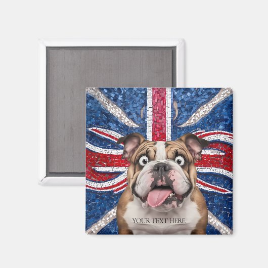 Britse buldog met Union vlag als achtergrond Magneet (Voorkant / Achterkant)
