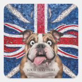 Britse buldog met Union vlag als achtergrond Vierkante Sticker (Voorkant)