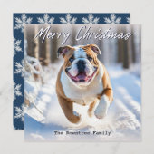 Britse Bulldog in de sneeuw Kerstmis Feestdagenkaart (Voorkant / Achterkant)