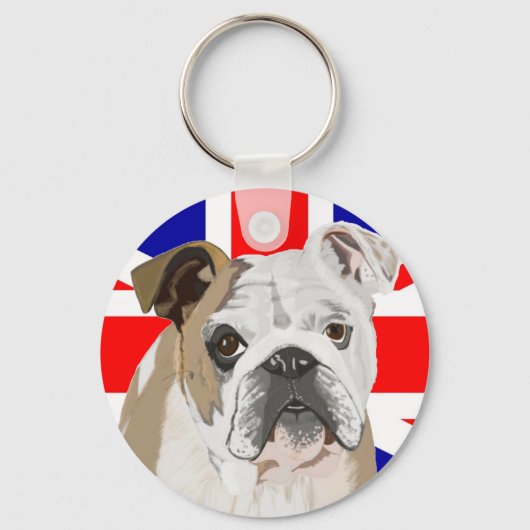 Britse Bulldog met Union Jack Sleutelhanger (Voorkant)