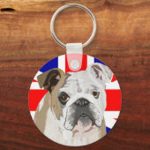 Britse Bulldog met Union Jack Sleutelhanger (Voorkant)