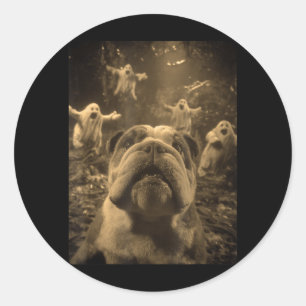 Britse Bulldog Selfie Geesten Geheime Bos Ronde Sticker