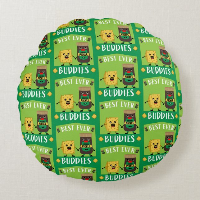Britse Cheddar Kaas En Pickle liefhebbers Rond Kussen (Voorkant)