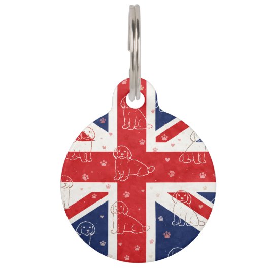Britse Cockapoo Union Jack hondenpenning | Mooie h Huisdierpenning (Voorkant)