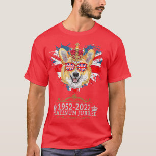 Britse Corgi-hond Koningin Kroon Koninginnen Plati T-shirt