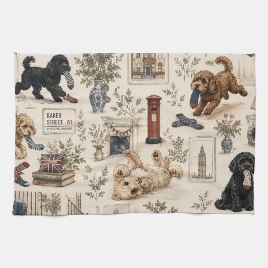 Britse Cottagecore Cockapoo Theedoek (Horizontaal)