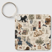Britse Cottagecore-hond  Sleutelhanger (Voorkant)