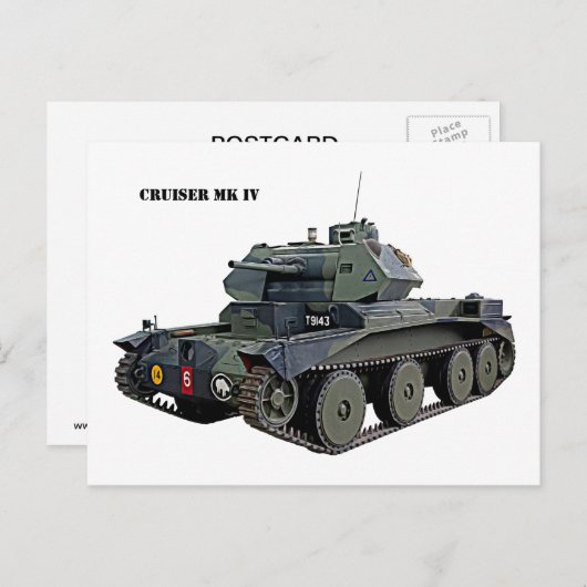 Britse Cruiser Mk IV Tank Briefkaart (Voorkant / Achterkant)