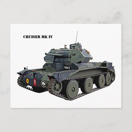 Britse Cruiser Mk IV Tank Briefkaart (Voorkant)