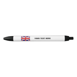 Britse de vlagpen van Union Jack met de tekst van Zwarte Inkt Pen