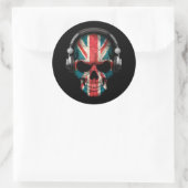 Britse DJ Skull met Hoofdtelefoon Ronde Sticker (Tas)