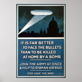 Britse Eerste Wereldoorlog Propagandaposter Zeppel Poster