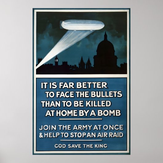 Britse Eerste Wereldoorlog Propagandaposter Zeppel Poster (Voorkant)