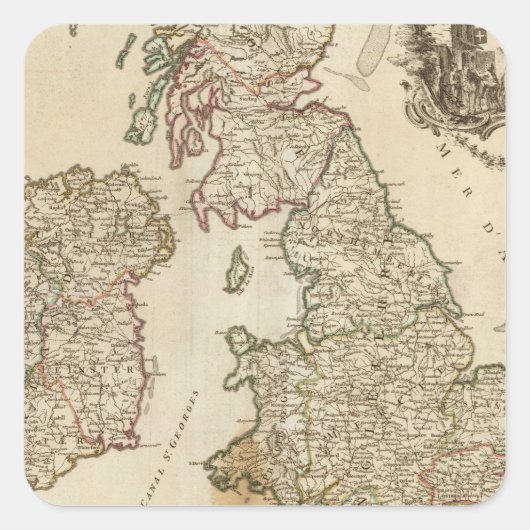 Britse eilanden 9 vierkante sticker (Voorkant)