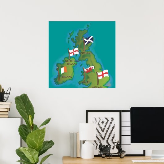 Britse eilanden en Ierland Poster (Thuiskantoor)