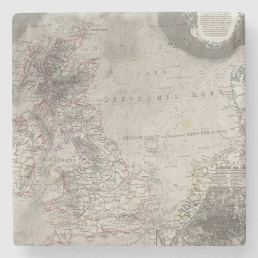 Britse eilanden en omringend zee stenen onderzetter (Voorkant)