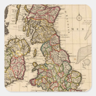 Britse eilanden, Engeland, Ierland Vierkante Sticker