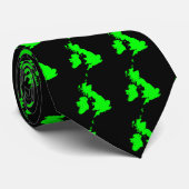 Britse eilanden - Groen op zwart Stropdas (Opgerold)