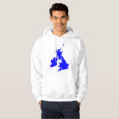 Britse eilanden in blauw hoodie (Voorkant volledig)