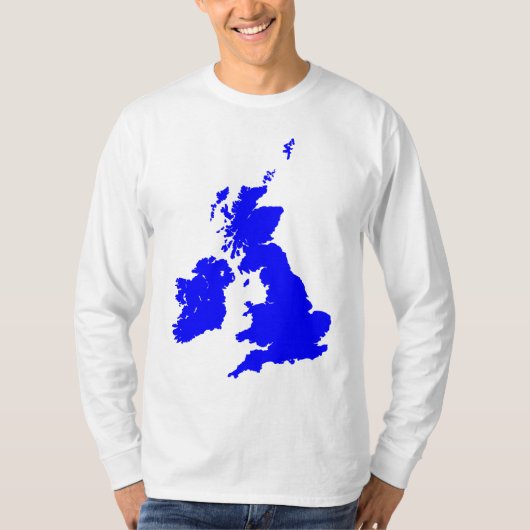 Britse eilanden in blauw t-shirt (Voorkant)