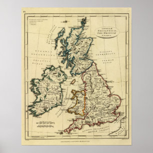 Britse eilanden met grenzen poster