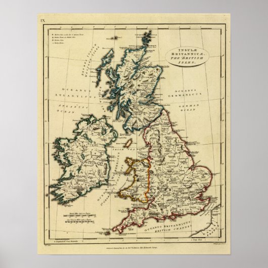 Britse eilanden met grenzen poster (Voorkant)