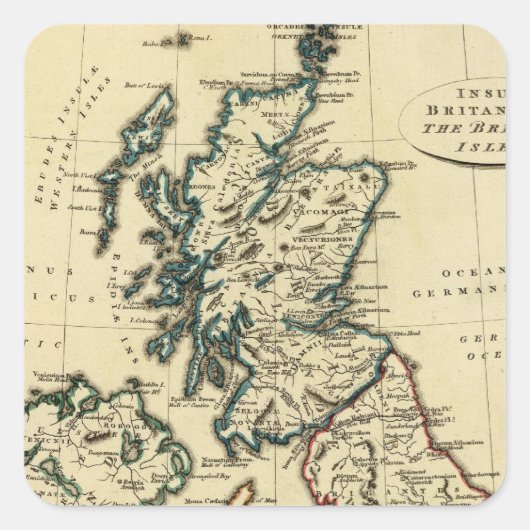 Britse eilanden met grenzen vierkante sticker (Voorkant)