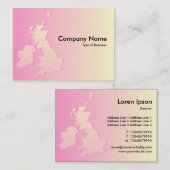 Britse eilanden met roze en Bleek geel Visitekaartje (Voorkant / Achterkant)