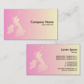 Britse eilanden met roze en Bleek geel Visitekaartje (Voorkant / Achterkant)