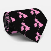 Britse eilanden - Roze op zwart Stropdas (Opgerold)