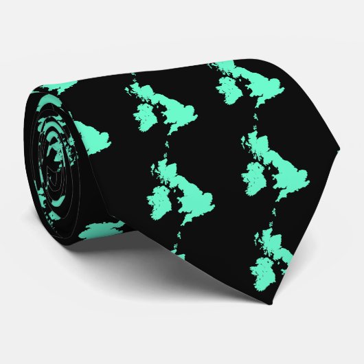 Britse eilanden - Turquoise op Black Stropdas (Opgerold)