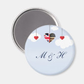 Britse en Amerikaanse vlag harten Magneet (Voorkant / Achterkant)