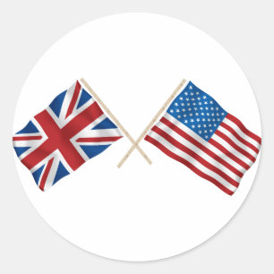Britse en Amerikaanse vlag Ronde Sticker