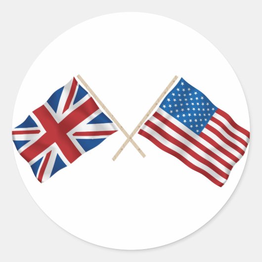 Britse en Amerikaanse vlag Ronde Sticker (Voorkant)