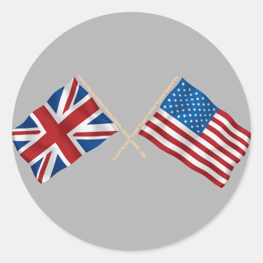 Britse en Amerikaanse vlag Ronde Sticker (Voorkant)