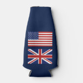 Britse en Amerikaanse vlaggen. Flesjeskoeler (Voorkant)