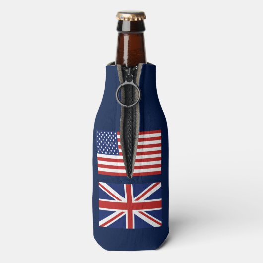 Britse en Amerikaanse vlaggen. Flesjeskoeler (Fles Achterkant)
