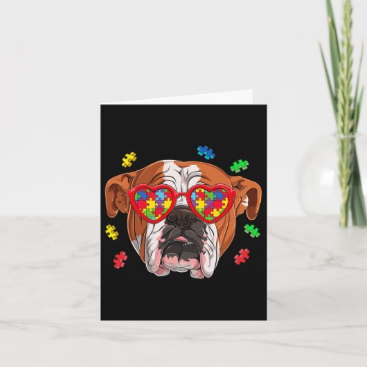 Britse Engelse Bulldog Hond Puzzle Gles Bewustzijn Kaart (Voorkant)