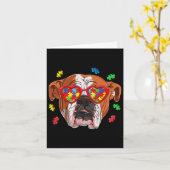 Britse Engelse Bulldog Hond Puzzle Gles Bewustzijn Kaart (Gele Bloem)