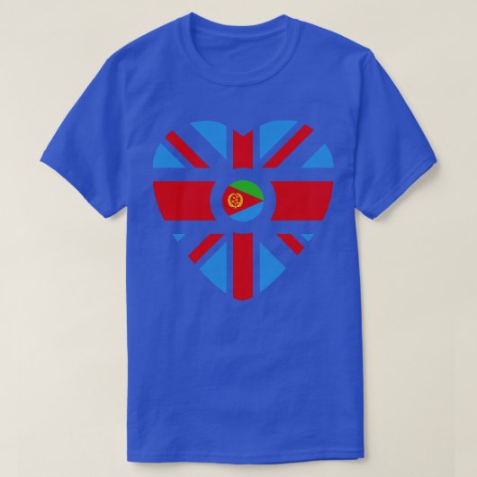 Britse Eritrese Multinationale Patriot Flag Heart T-shirt (Design voorkant)