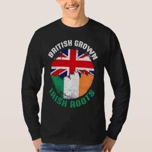 Britse Gekweekte Ierse Wortels Vintage Vlaggen voo T-shirt