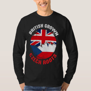 Britse Gekweekte Tsjechische Roots Vintage Vlaggen T-shirt