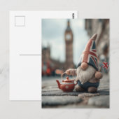 Britse gnoom met Union Jack Pet en theepot Briefkaart (Voorkant / Achterkant)