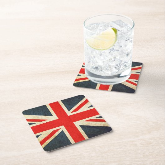 Britse  Grunge Flag Kartonnen Onderzetters (Insitu)