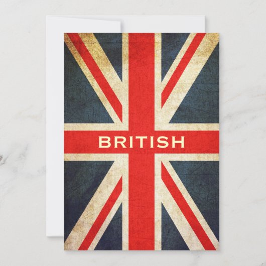 Britse Grunge Union Jack Invitation (Verticaal) Kaart (Voorkant)
