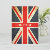 Britse Grunge Union Jack Invitation (Verticaal) Kaart (Staand voorkant)